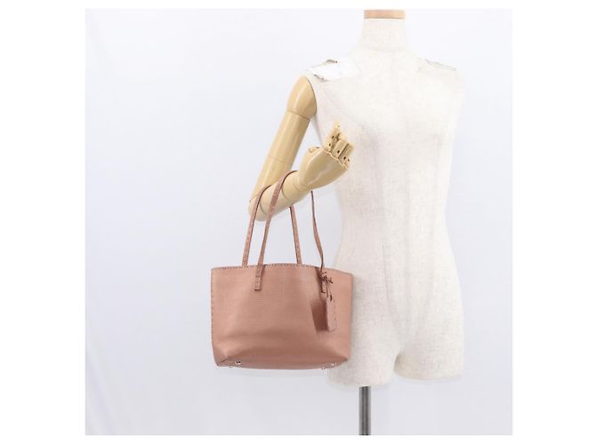 FENDI Selleria Mini Tote Tasche aus Leder Beige Silber Auth am9906 - Ansicht 22