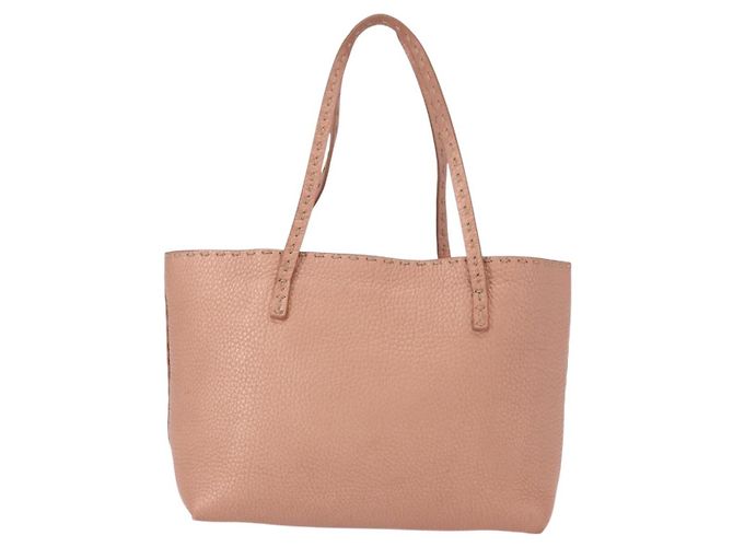 FENDI Selleria Mini Tote Tasche aus Leder Beige Silber Auth am9906 - Ansicht 3