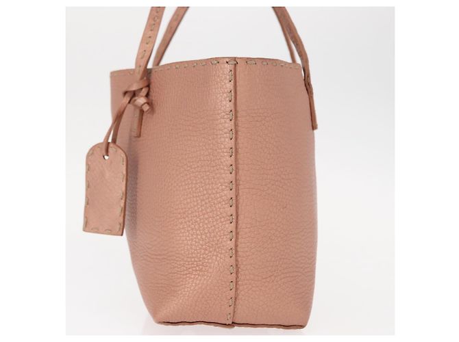 FENDI Selleria Mini Tote Tasche aus Leder Beige Silber Auth am9906 - Ansicht 4