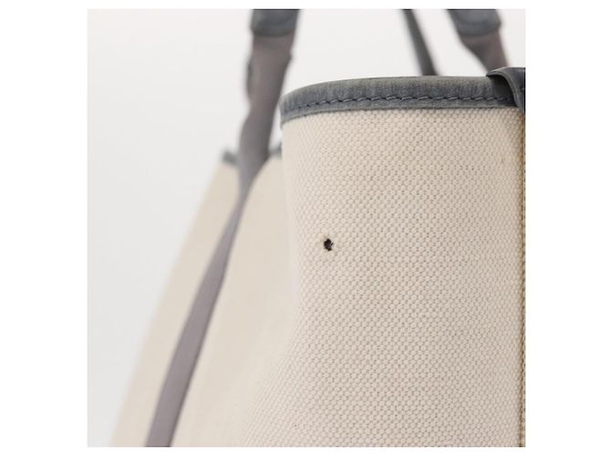 BALENCIAGA Navy Cabas M Hand Bag Canvas Leather White Silver 339936 Auth 152050 Silvery - view 5