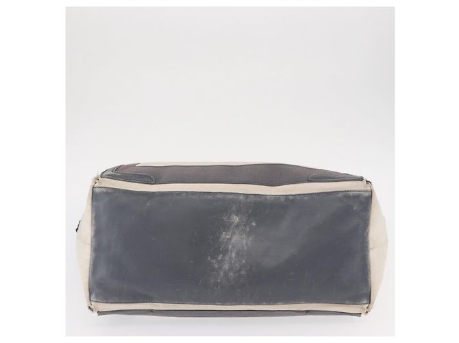 BALENCIAGA Navy Cabas M Hand Bag Canvas Leather White Silver 339936 Auth 152050 Silvery - view 6