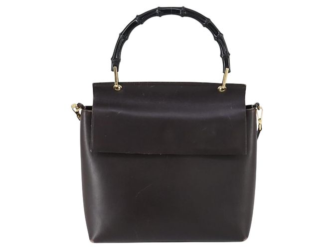 Borsa a mano in pelle GUCCI Bamboo 2way Marrone Oro 001 1886 Auth BA7787 D'oro - vista 2