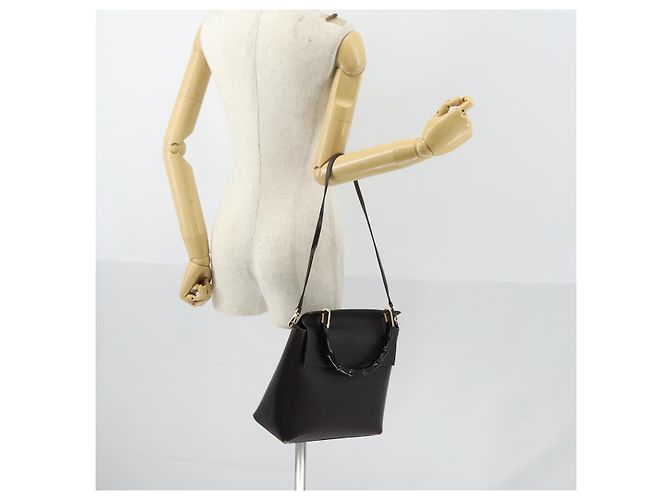 Borsa a mano in pelle GUCCI Bamboo 2way Marrone Oro 001 1886 Auth BA7787 D'oro - vista 24