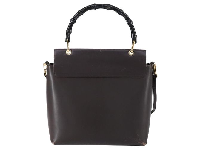 Borsa a mano in pelle GUCCI Bamboo 2way Marrone Oro 001 1886 Auth BA7787 D'oro - vista 3