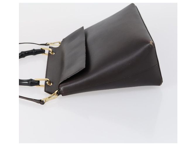 Borsa a mano in pelle GUCCI Bamboo 2way Marrone Oro 001 1886 Auth BA7787 D'oro - vista 5