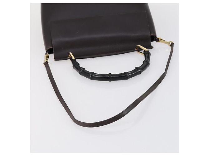 Borsa a mano in pelle GUCCI Bamboo 2way Marrone Oro 001 1886 Auth BA7787 D'oro - vista 7