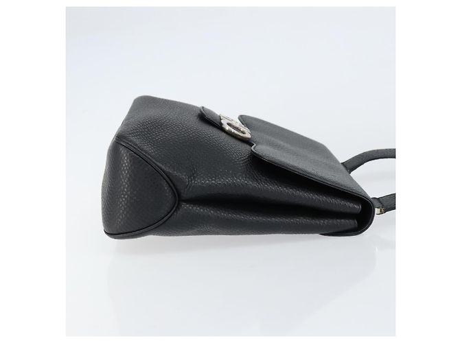 Borsa a Spalla Gancini in Pelle Nera e Argento Autentica Salvatore Ferragamo BA8229 Nero - vista 4