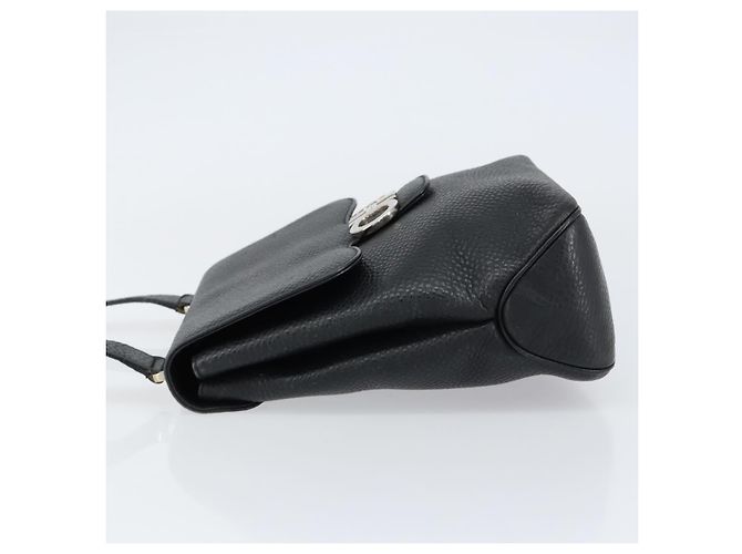 Borsa a Spalla Gancini in Pelle Nera e Argento Autentica Salvatore Ferragamo BA8229 Nero - vista 5