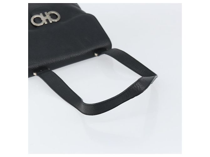 Borsa a Spalla Gancini in Pelle Nera e Argento Autentica Salvatore Ferragamo BA8229 Nero - vista 7