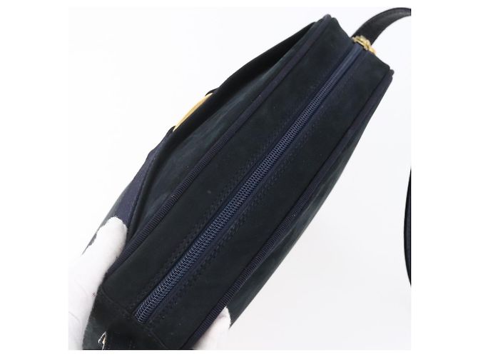 Borsa a Spalla Vala in Pelle Blu Navy e Oro Auth BA7533 di Salvatore Ferragamo D'oro - vista 6