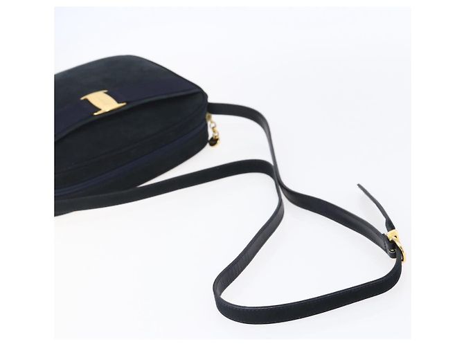 Borsa a Spalla Vala in Pelle Blu Navy e Oro Auth BA7533 di Salvatore Ferragamo D'oro - vista 7