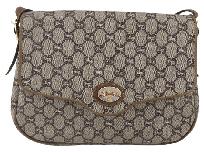Borsa a spalla GUCCI GG Plus Supreme PVC Beige Oro Auth ep11969 D'oro - vista 13