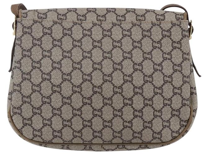 Borsa a spalla GUCCI GG Plus Supreme PVC Beige Oro Auth ep11969 D'oro - vista 2