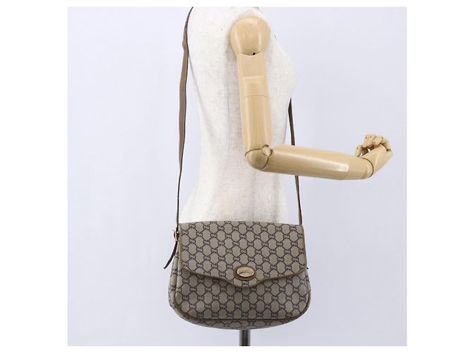 Borsa a spalla GUCCI GG Plus Supreme PVC Beige Oro Auth ep11969 D'oro - vista 24