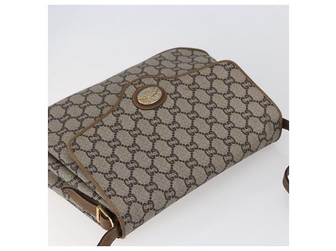 Borsa a spalla GUCCI GG Plus Supreme PVC Beige Oro Auth ep11969 D'oro - vista 6