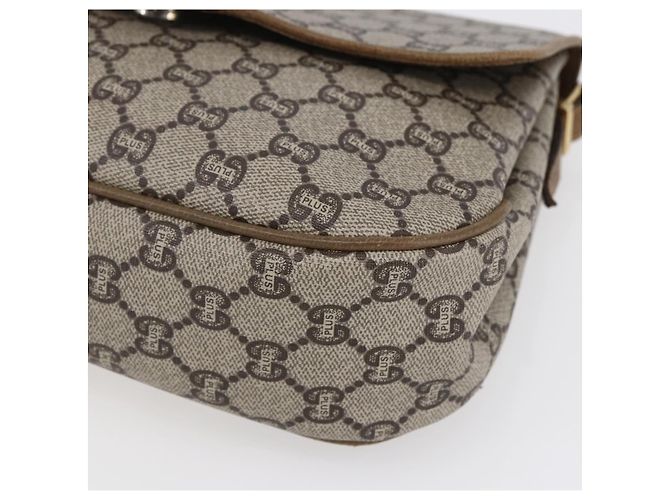 Borsa a spalla GUCCI GG Plus Supreme PVC Beige Oro Auth ep11969 D'oro - vista 9
