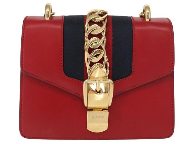 GUCCI Borsa a Spalla Sylvie Sherry Line in Pelle Rossa e Oro 431666 Auth ar13813 Rosso D'oro - vista 2