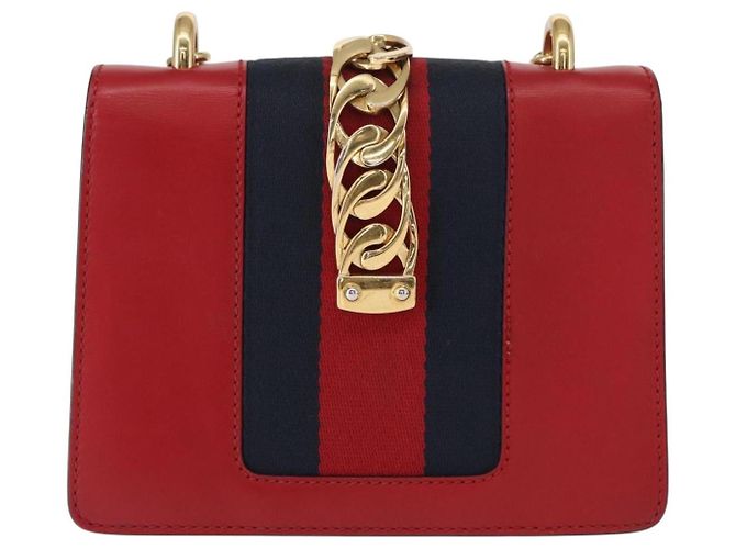 GUCCI Borsa a Spalla Sylvie Sherry Line in Pelle Rossa e Oro 431666 Auth ar13813 Rosso D'oro - vista 3