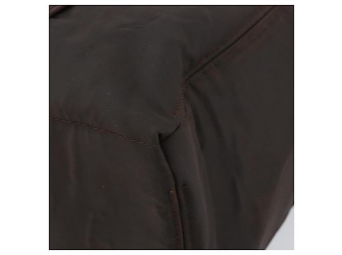 Hermès HERMES Akapu Luco MM Borsa a Mano Nylon Marrone Scuro Auth ar13784 - vista 12