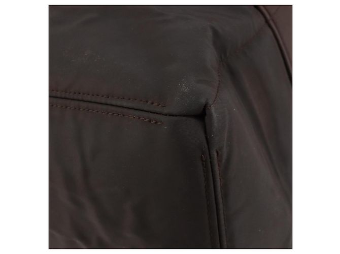 Hermès HERMES Akapu Luco MM Borsa a Mano Nylon Marrone Scuro Auth ar13784 - vista 13