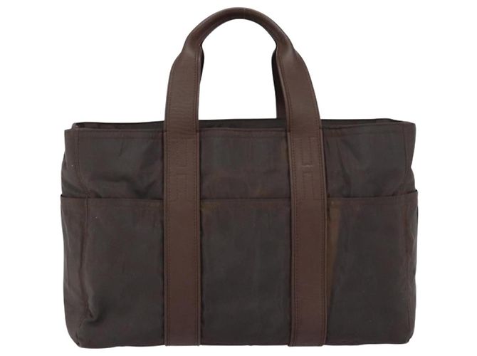 Hermès HERMES Akapu Luco MM Borsa a Mano Nylon Marrone Scuro Auth ar13784 - vista 2