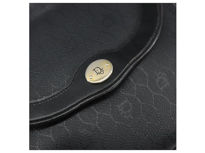 Borsa a spalla in tela a nido d'ape PVC nera e oro Auth BA8205 Christian Dior Nero D'oro - vista 14