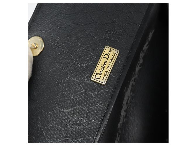 Borsa a spalla in tela a nido d'ape PVC nera e oro Auth BA8205 Christian Dior Nero D'oro - vista 16