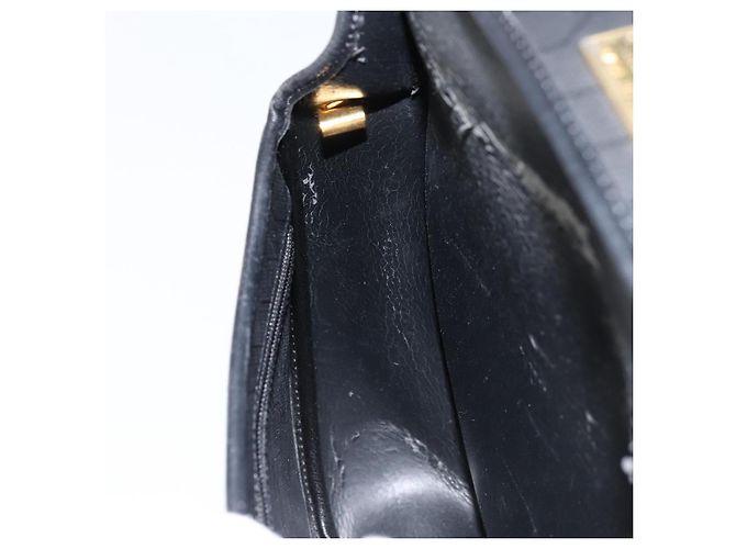 Borsa a spalla in tela a nido d'ape PVC nera e oro Auth BA8205 Christian Dior Nero D'oro - vista 20