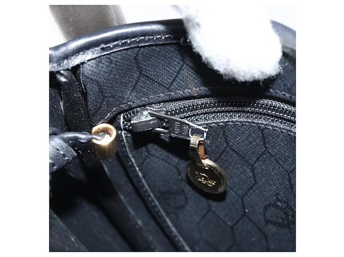 Borsa a spalla in tela a nido d'ape PVC nera e oro Auth BA8205 Christian Dior Nero D'oro - vista 21