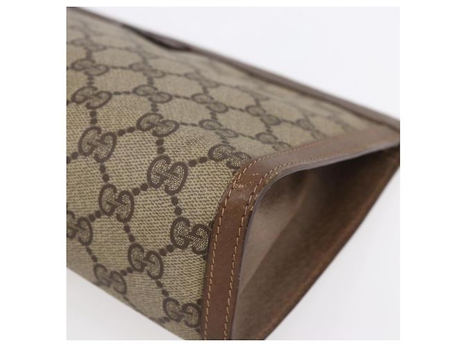 GUCCI GG Supreme Borsa Clutch Sherry Line PVC Rosso Beige 89 01 033 Auth 154671 - vista 10