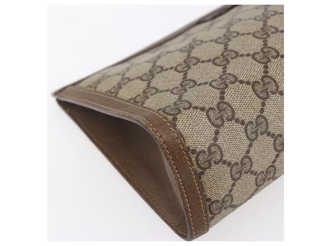 GUCCI GG Supreme Borsa Clutch Sherry Line PVC Rosso Beige 89 01 033 Auth 154671 - vista 11