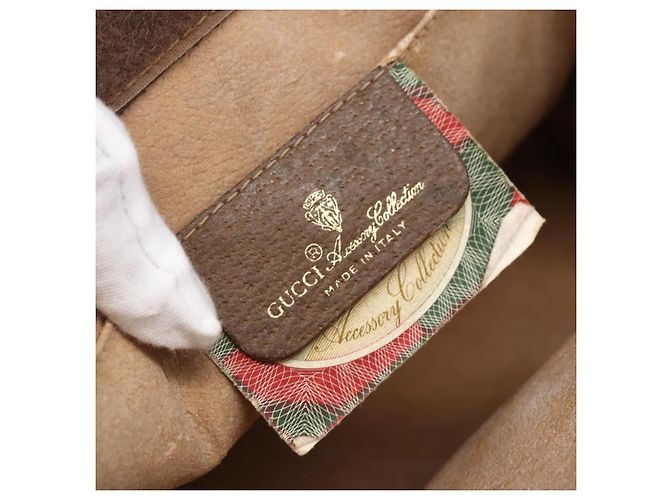 GUCCI GG Supreme Borsa Clutch Sherry Line PVC Rosso Beige 89 01 033 Auth 154671 - vista 13