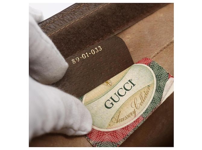 GUCCI GG Supreme Borsa Clutch Sherry Line PVC Rosso Beige 89 01 033 Auth 154671 - vista 18