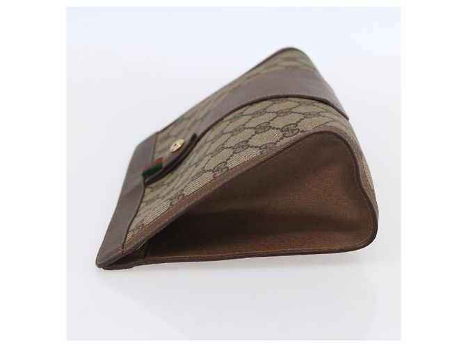 GUCCI GG Supreme Borsa Clutch Sherry Line PVC Rosso Beige 89 01 033 Auth 154671 - vista 4