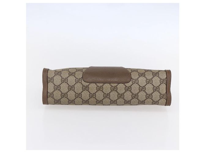 GUCCI GG Supreme Borsa Clutch Sherry Line PVC Rosso Beige 89 01 033 Auth 154671 - vista 7