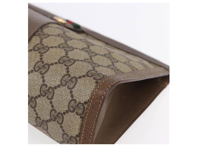 GUCCI GG Supreme Borsa Clutch Sherry Line PVC Rosso Beige 89 01 033 Auth 154671 - vista 8