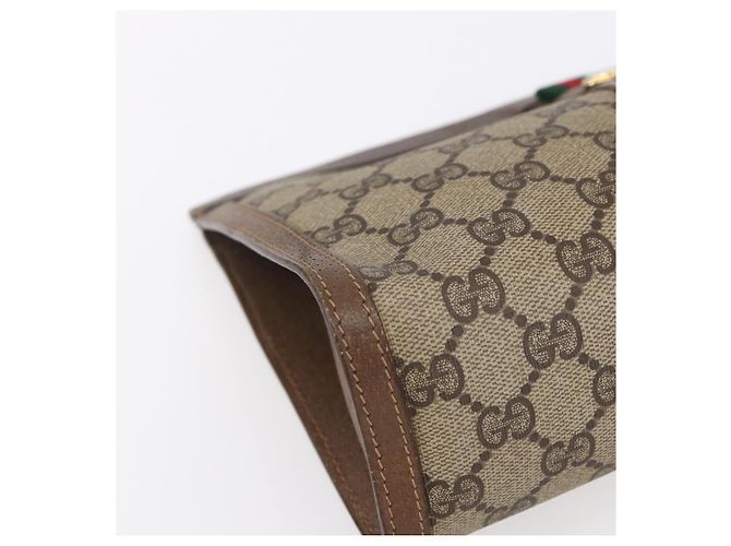 GUCCI GG Supreme Borsa Clutch Sherry Line PVC Rosso Beige 89 01 033 Auth 154671 - vista 9