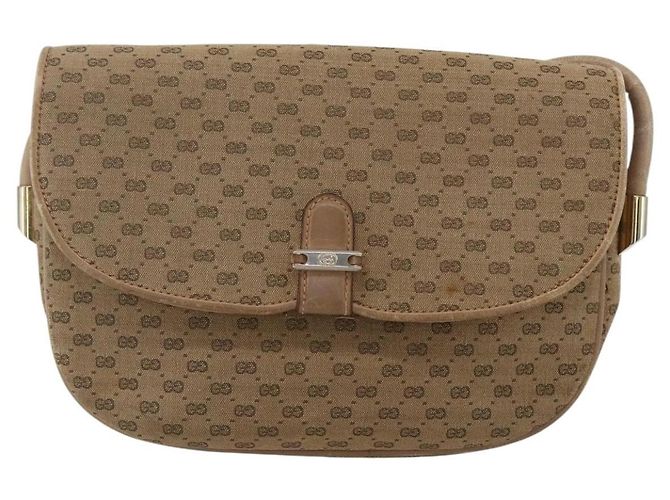 Borsa a Spalla Micro GG Supreme Gucci Beige Oro Auth 151460 D'oro - vista 2