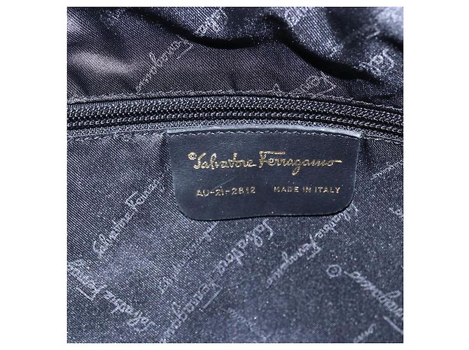 Borsa Tote Gancini in tela nera e oro Auth BA7530 di Salvatore Ferragamo Nero D'oro - vista 12