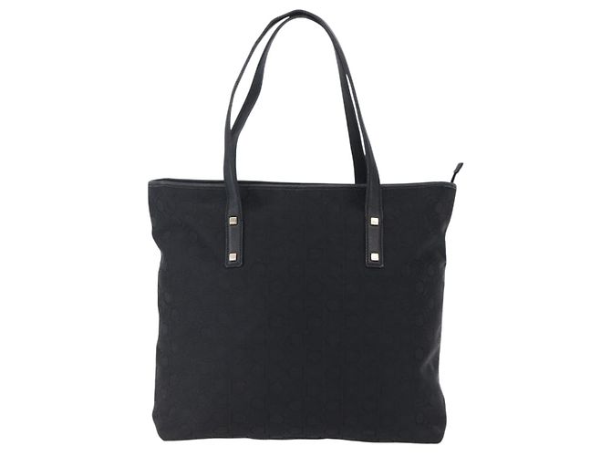 Borsa Tote Gancini in tela nera e oro Auth BA7530 di Salvatore Ferragamo Nero D'oro - vista 13