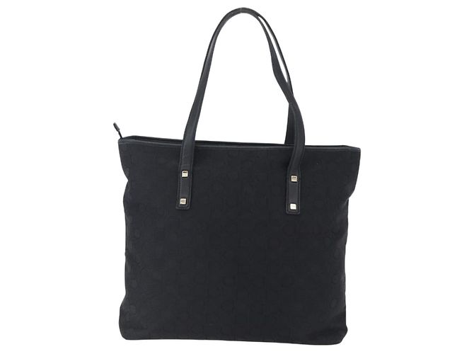 Borsa Tote Gancini in tela nera e oro Auth BA7530 di Salvatore Ferragamo Nero D'oro - vista 2