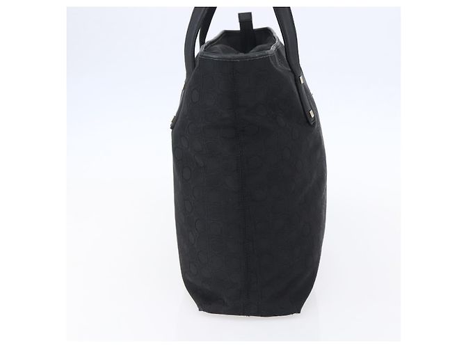 Borsa Tote Gancini in tela nera e oro Auth BA7530 di Salvatore Ferragamo Nero D'oro - vista 3