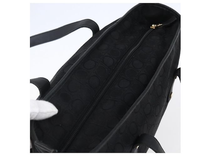 Borsa Tote Gancini in tela nera e oro Auth BA7530 di Salvatore Ferragamo Nero D'oro - vista 6