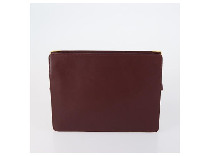 CARTIER Must Line Borsa Clutch in Pelle 4 Set Bordeaux Oro Auth bs30524 - vista 13