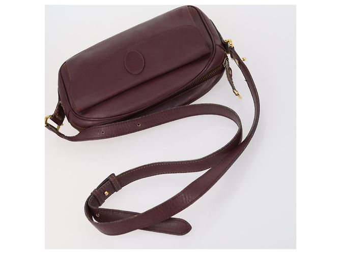 CARTIER Must Line Borsa Clutch in Pelle 4 Set Bordeaux Oro Auth bs30524 - vista 19