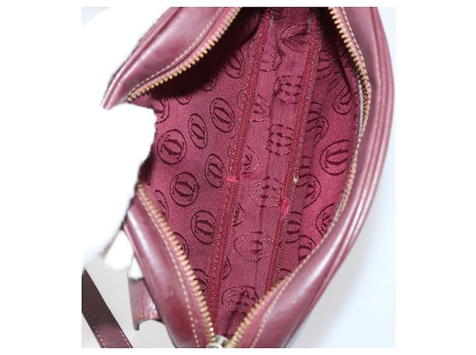 CARTIER Must Line Borsa Clutch in Pelle 4 Set Bordeaux Oro Auth bs30524 - vista 22