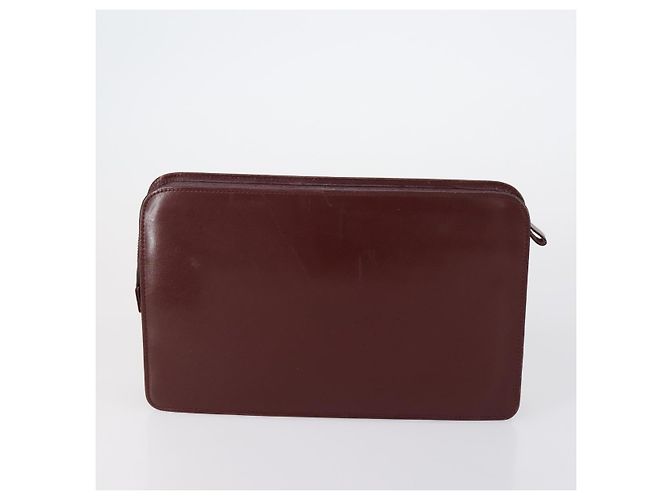 CARTIER Must Line Borsa Clutch in Pelle 4 Set Bordeaux Oro Auth bs30524 - vista 8