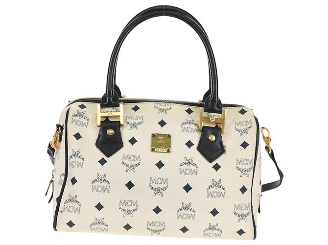 Borsa MCM Logogram Vicetos PVC 2 in 1 Bianco Oro Auth 149478 D'oro - vista 13
