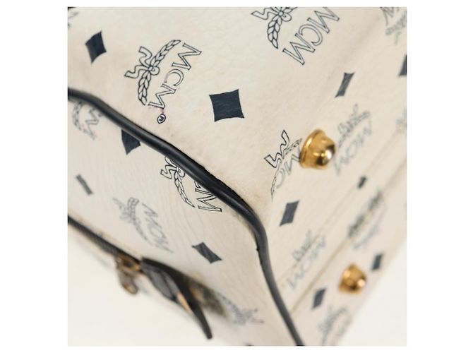 Borsa MCM Logogram Vicetos PVC 2 in 1 Bianco Oro Auth 149478 D'oro - vista 17
