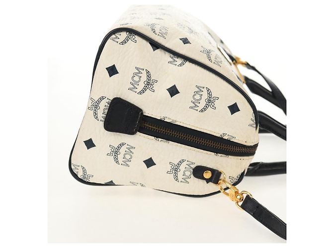 Borsa MCM Logogram Vicetos PVC 2 in 1 Bianco Oro Auth 149478 D'oro - vista 3